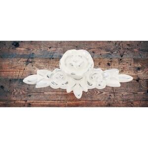 Floral Cabinet Knobs w Backplate Vintage Flower Zinc Alloy Set of 6 Open Box